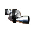 Compact black aluminium alloy 8x20 pocket monocular telescope with folded rubber eyecup on a cloth.