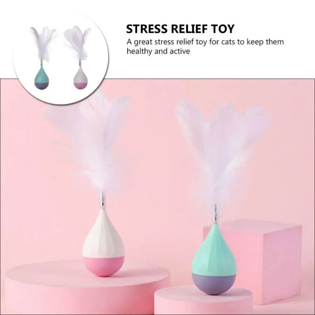 Feather tumbler cat toy with bite-resistant ABS plastic and aluminium alloy construction in green colour