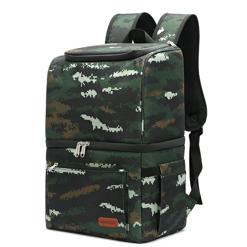 22 litre insulated waterproof backpack cooler in camouflage colour with double layer insulation