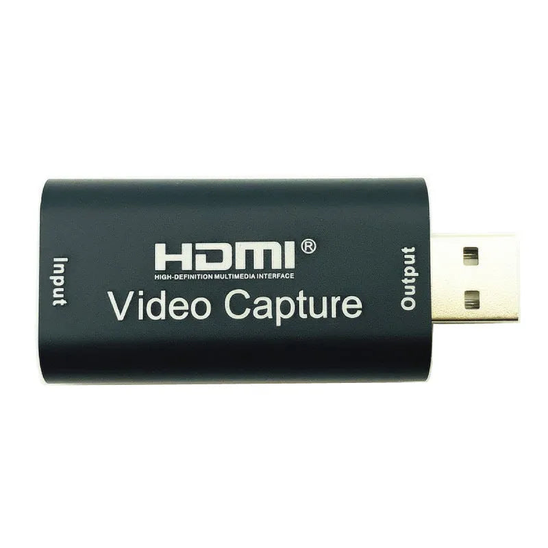 Black HD video capture card USB 3.0 with HDMI input and dimensions 63.8x28x12.8 mm