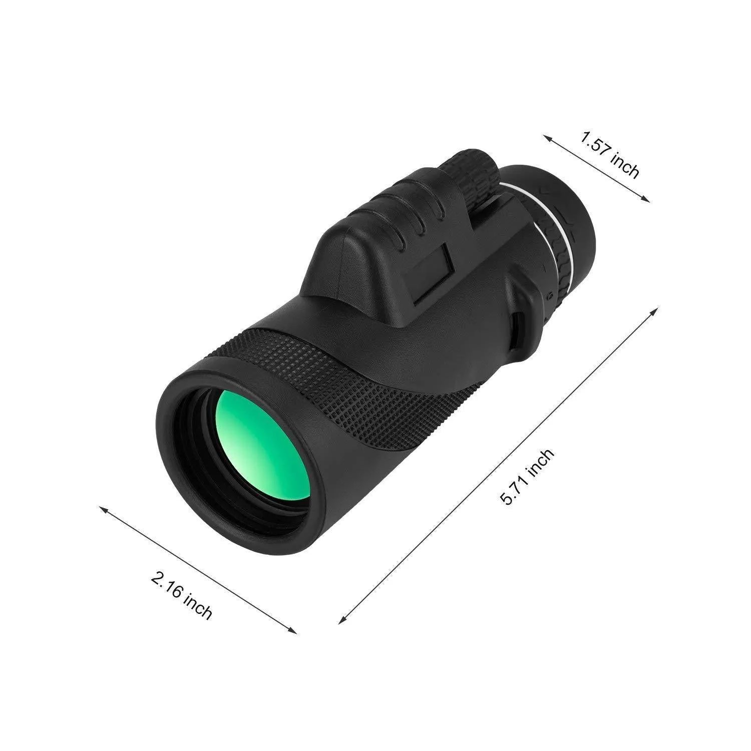 Black HD 40x60 monocular telescope showing 60mm objective lens and compact body design.