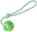 Natural rubber and bamboo fibre dog rope ball toy with nylon rope for medium and small dogs