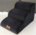Three storey sloping pet stair with flannel cover, 60x42x36cm, in grey