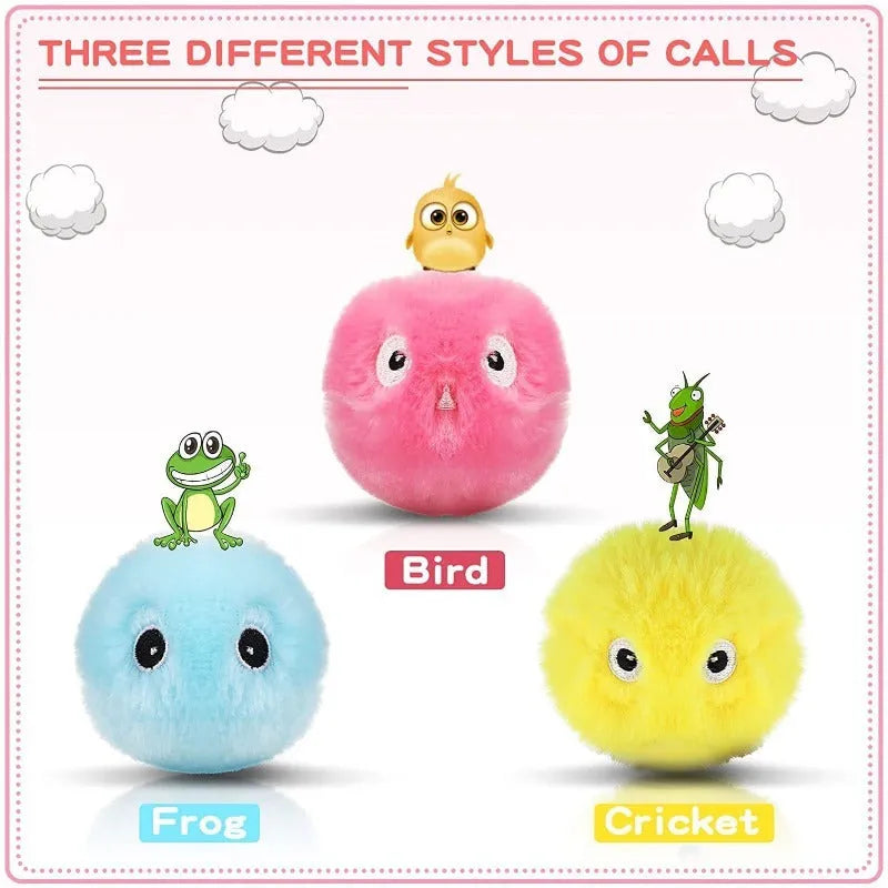 55mm diameter interactive cat toy ball in blue, pink, and yellow colours with removable lid for catnip
