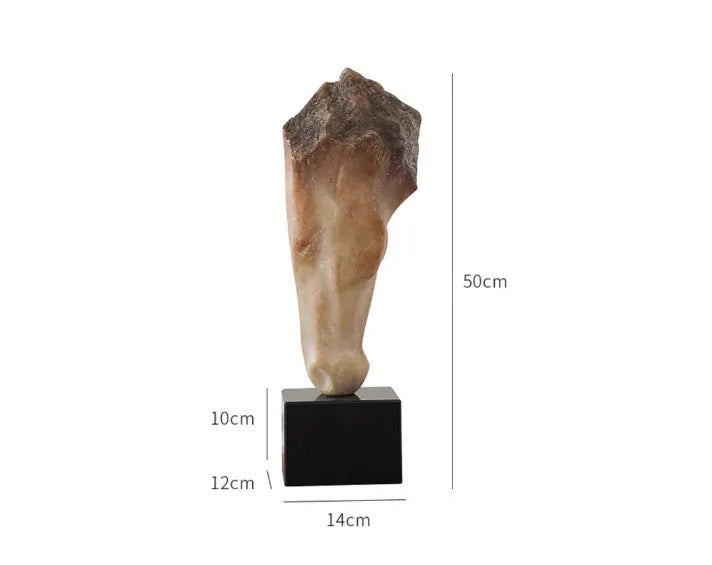 French retro abstract horse head sculpture desktop ornament measuring 50cm tall with carved surface