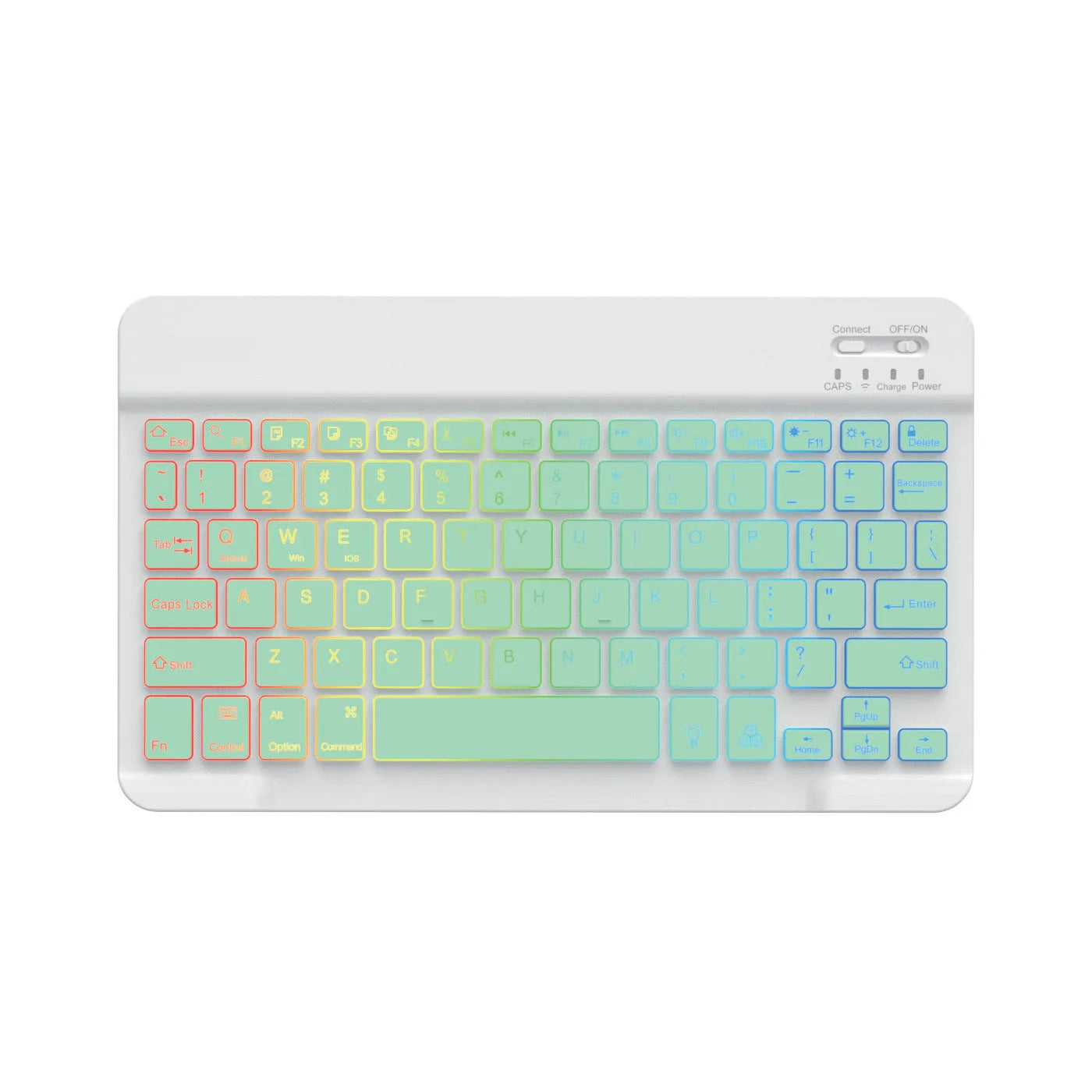 10-inch wireless Bluetooth keyboard with colourful LED backlighting for tablets and mobile phones