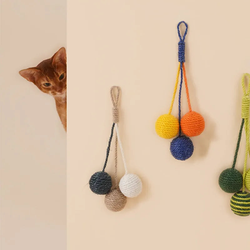 Cat toy set with 255mm teaser wand and catnip ball in blue, green, and multi-colour options