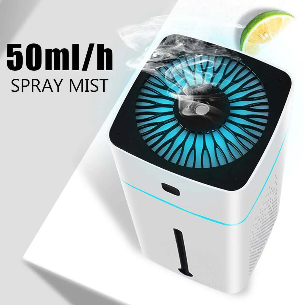 Black or white desktop USB humidifier with 1000ml water tank dimensions 103x103x218mm