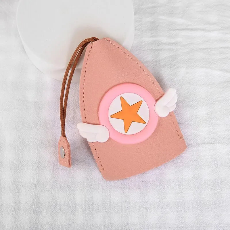 Cartoon style pull-out car key case made from PU leather in assorted designs