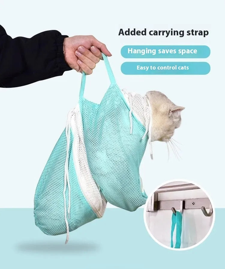 Fifth-generation cat grooming bag in detachable design for secure restraint during pet bathing and nail trimming