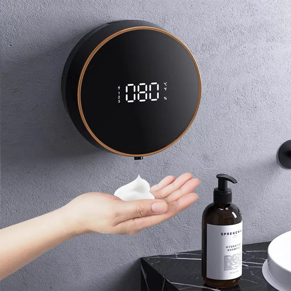 Smart foam dispenser with auto-sensing and USB charging for wall mounting
