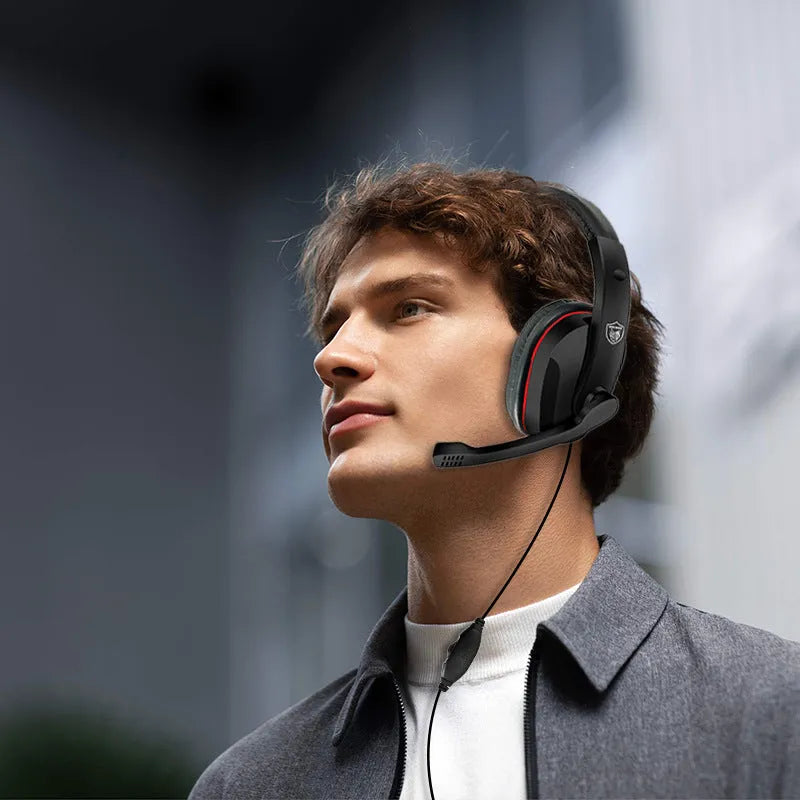 Black wired over-ear gaming headset with a 6.3mm plug and 40mm speaker drivers.