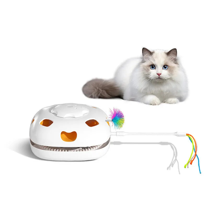 Plastic self-hi relief cat toy with automatic bouncing mechanism