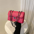 Women's retro textured diamond small bag in horizontal square shape measuring 21x14x7cm with soft carry handle