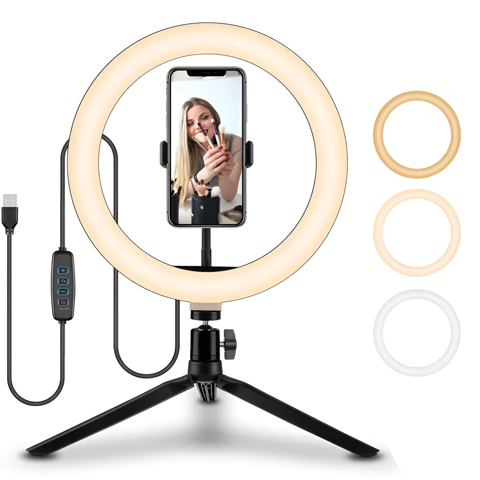 10-inch ring selfie light with metal bracket for smartphone photography and video calls