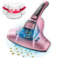 300W vacuum cleaner mite killer in pink colour with three nozzle attachments and dust canister