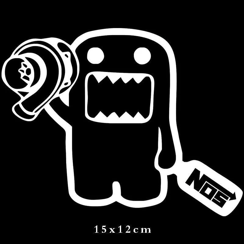 Cartoon pattern car sticker 15cm by 12cm in black and white options for vehicle decoration