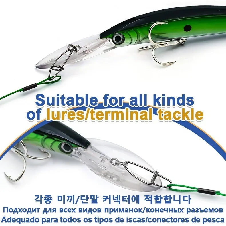 54cm steel wire fishing accessory with double buckle pin in green, black and red colours