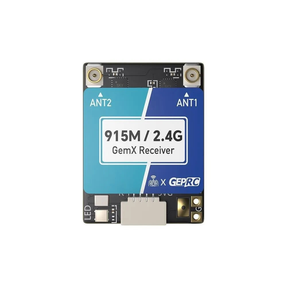 ELRS 915M 2.4G dual-frequency FPV receiver base station with Gemini receiver and T-shaped antennas for RC drones.
