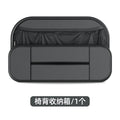 Black leather car seat back storage organiser with adjustable compartments