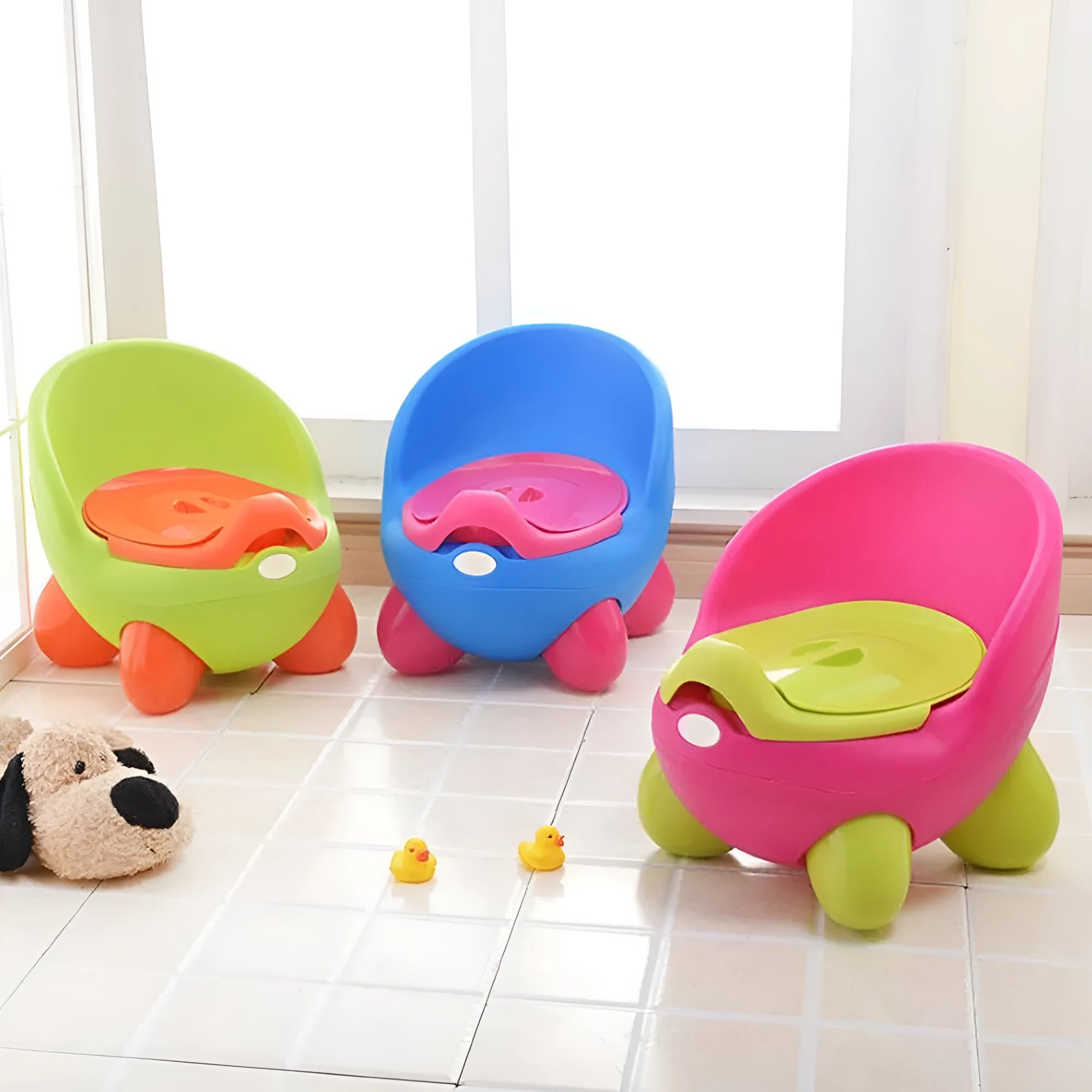 Dandan children's toilet potty stool in blue, green, red, or pastel colours for toddler training.