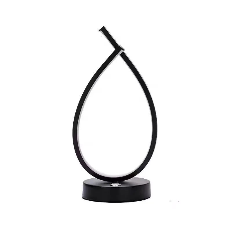 Black and white USB bedside table lamp with touch or switch control, 30cm tall
