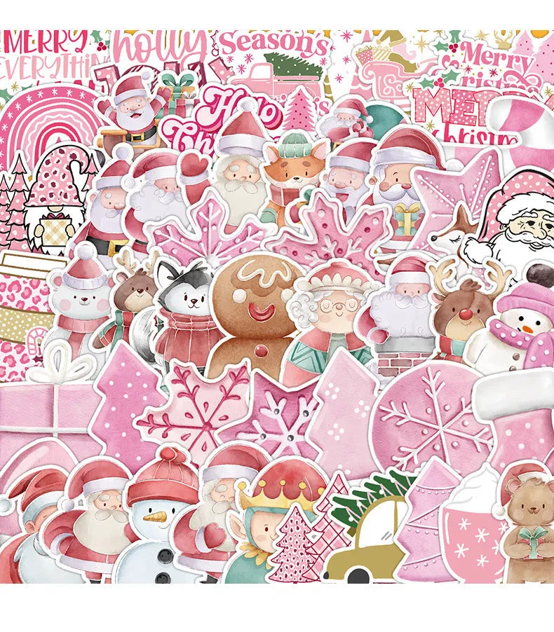 50 piece Christmas waterproof vinyl sticker pack with cute designs for cars and devices