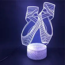3D ballet dancer LED night light with remote control showing seven colour options