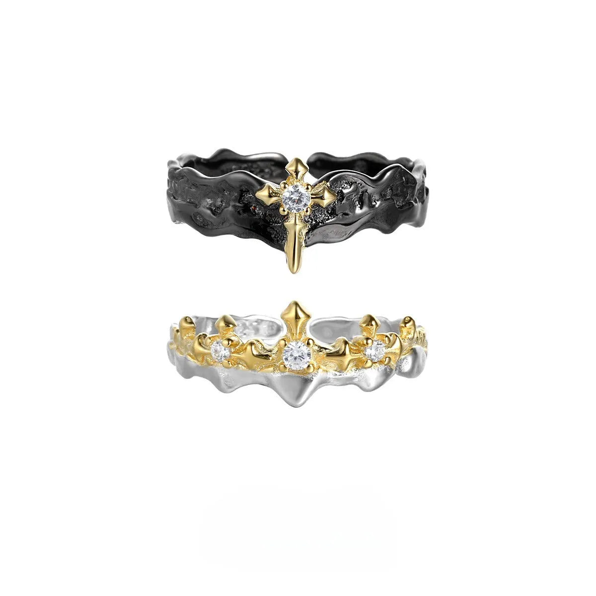Princess Knight adjustable silver couple ring with electroplated finish