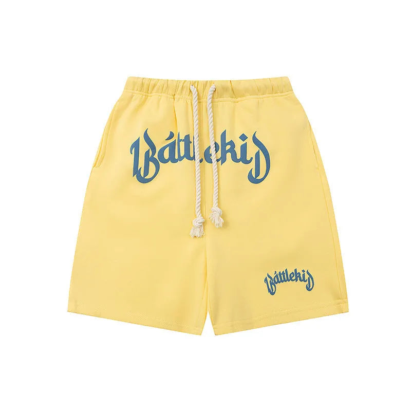 Cotton-blended hip hop shorts in loose fit with four colour options