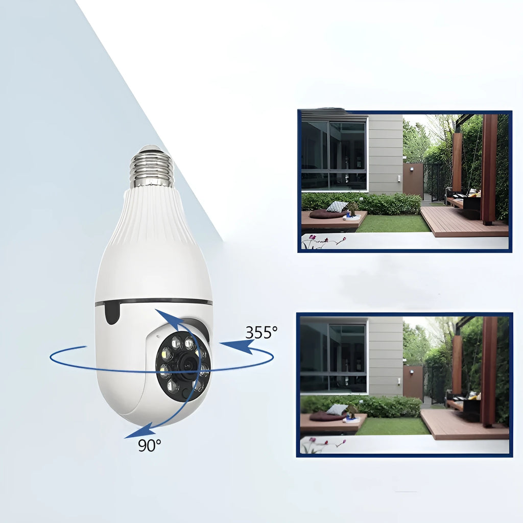 Minions-themed wireless surveillance IP camera on a stand with a wide-angle lens.