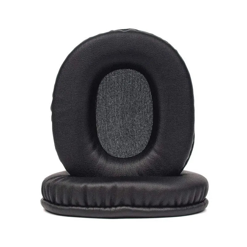 Black soft PU leather replacement headphone cushion covers for Sony 1R over-ear headphones.