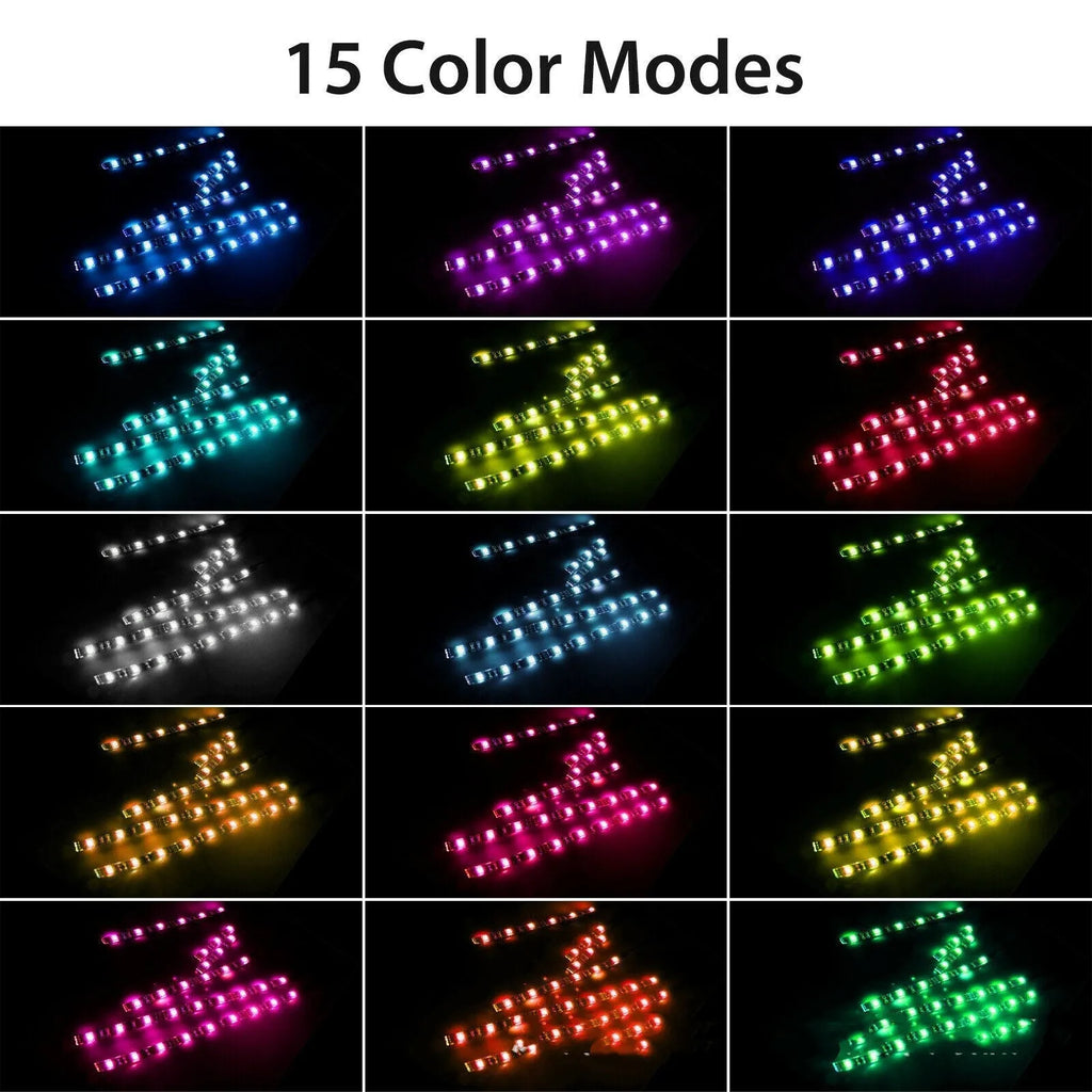 RGB LED vehicle atmosphere light kit with wireless remote control for car and motorcycle customisation
