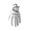 White half sheepskin golf glove for men showing non-slip palm detail