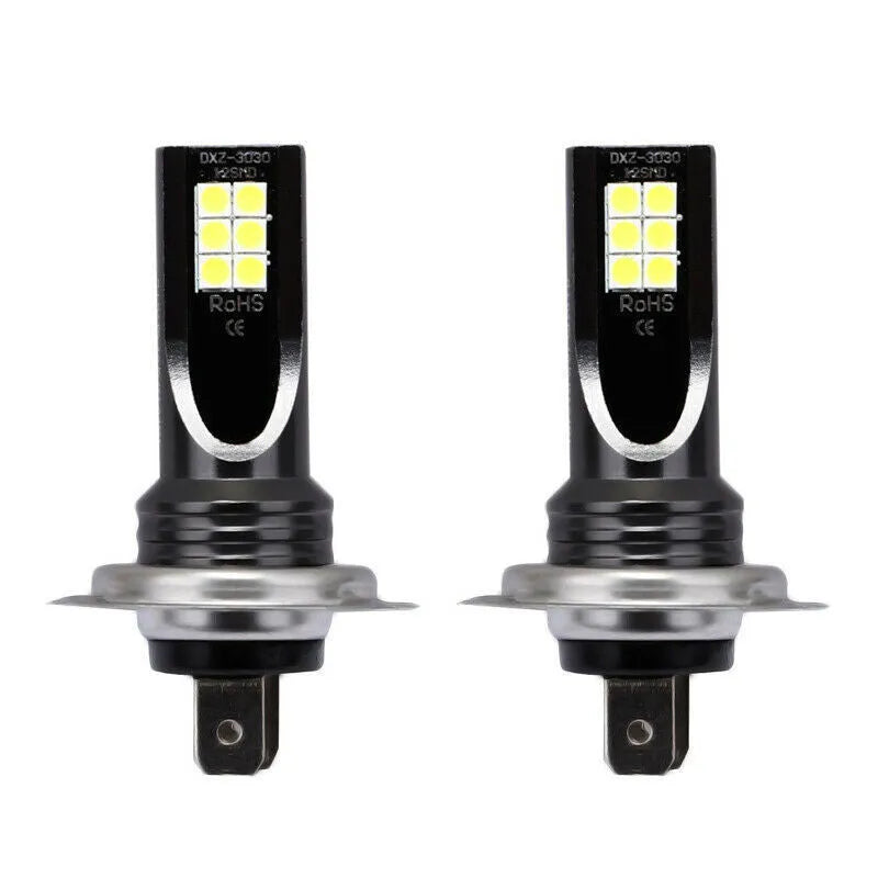 H7 110W 12SMD LED car fog light bulb with aluminium housing and white light.