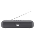 Desktop wireless long strip speaker in black with radio subwoofer grille and USB charging port