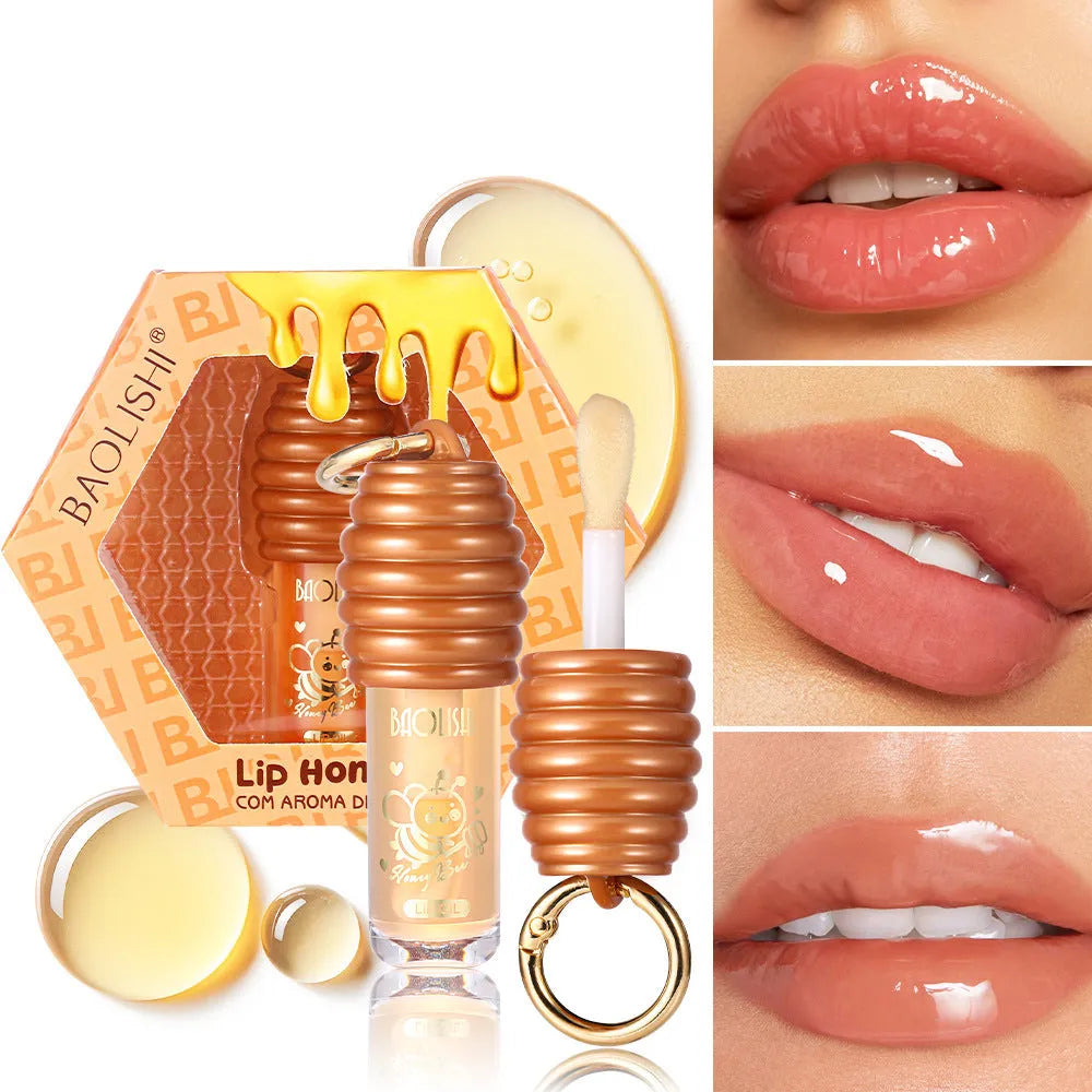 Honey lip gloss with keychain attached, portable for panier bags