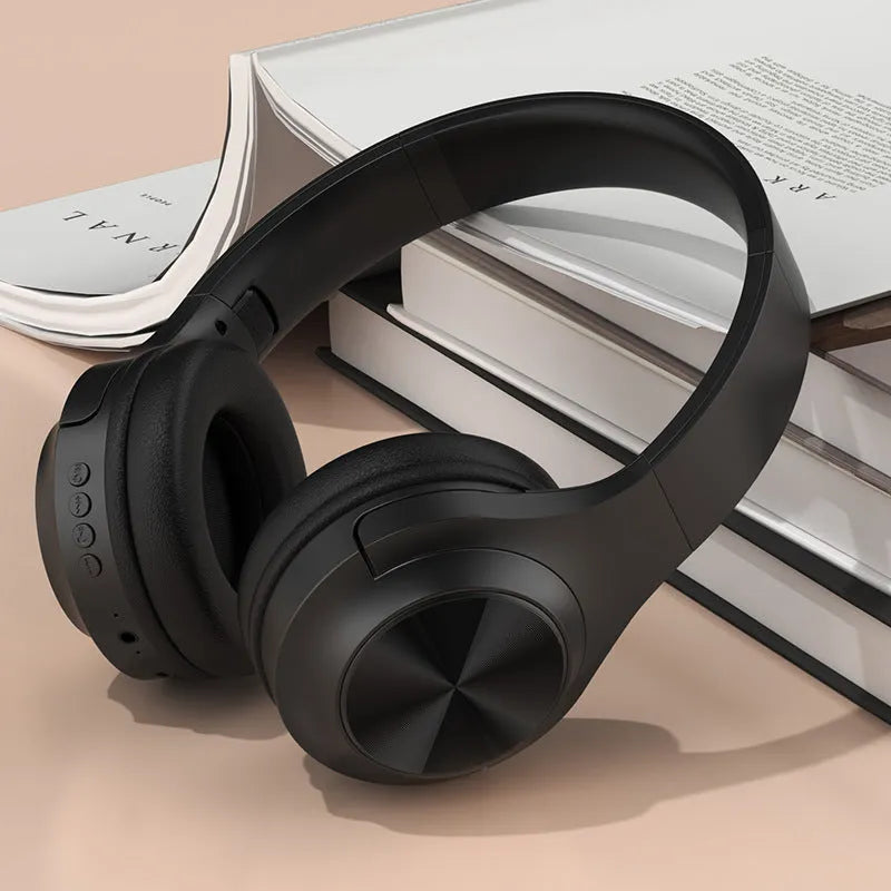 Personalised creative design wireless Bluetooth headset in chalk black, shown in head-mounted wearing style.