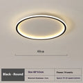 Minimalist black LED ceiling lamp with stepless dimming on white ceiling