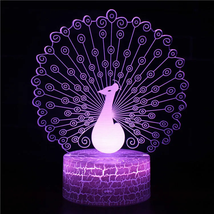 Acrylic 3D touch-sensitive USB table lamp with colourful illumination on a small ABS base.