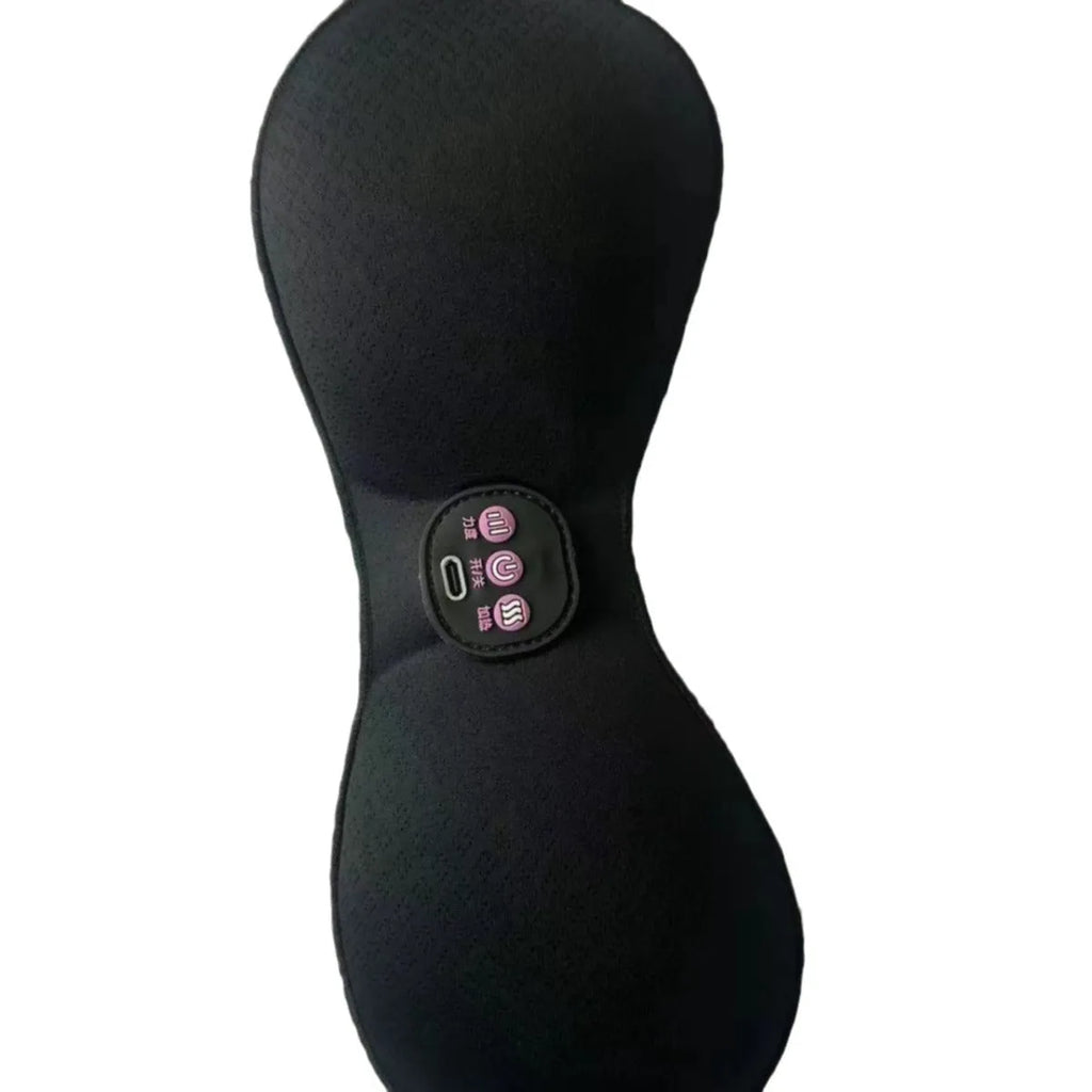 Black electric massage bra chest stickers with three-key control panel for vibration massage therapy