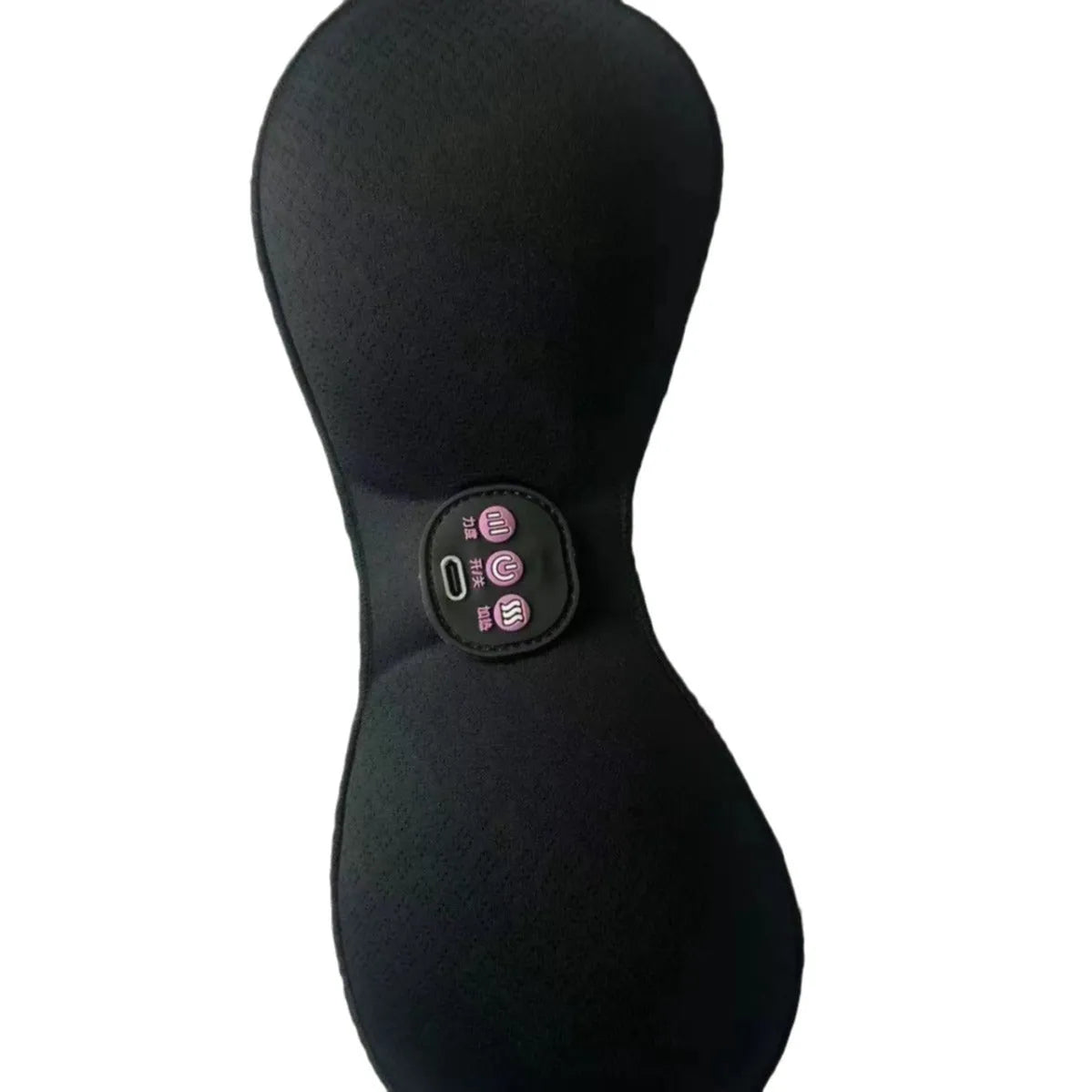 Black electric massage bra chest stickers with three-key control panel for vibration massage therapy