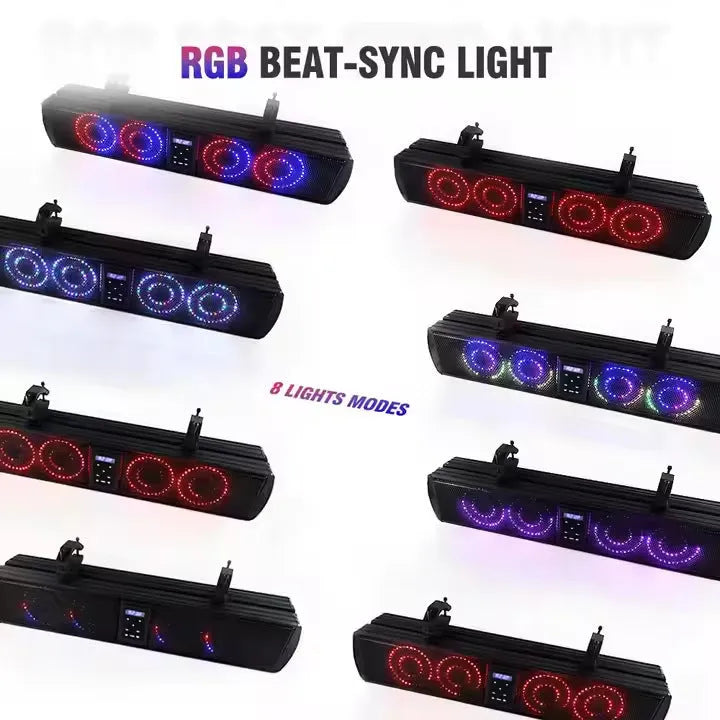 26-inch black plastic Bluetooth audio belt soundbar for mounting on a golf cart or ATV.