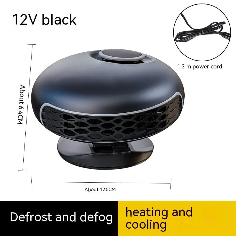 Black car warm air blower heater with 150W power for 12V and 24V vehicle systems