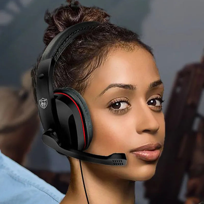 Black wired over-ear gaming headset with a 6.3mm plug and 40mm speaker drivers.
