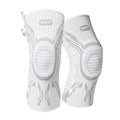 Grey-white adult sports knee pad for left or right knee in sizes M, L, XL