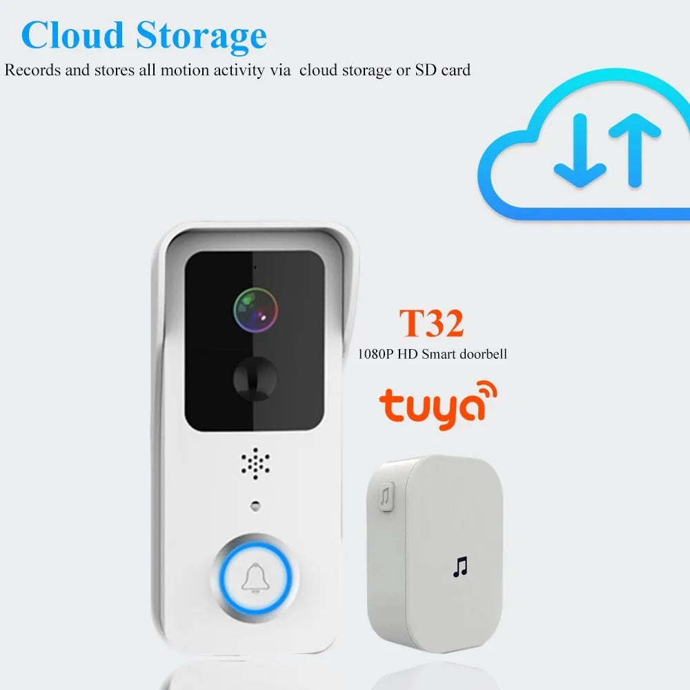 Waterproof HD visual doorbell with battery power and smartphone notifications