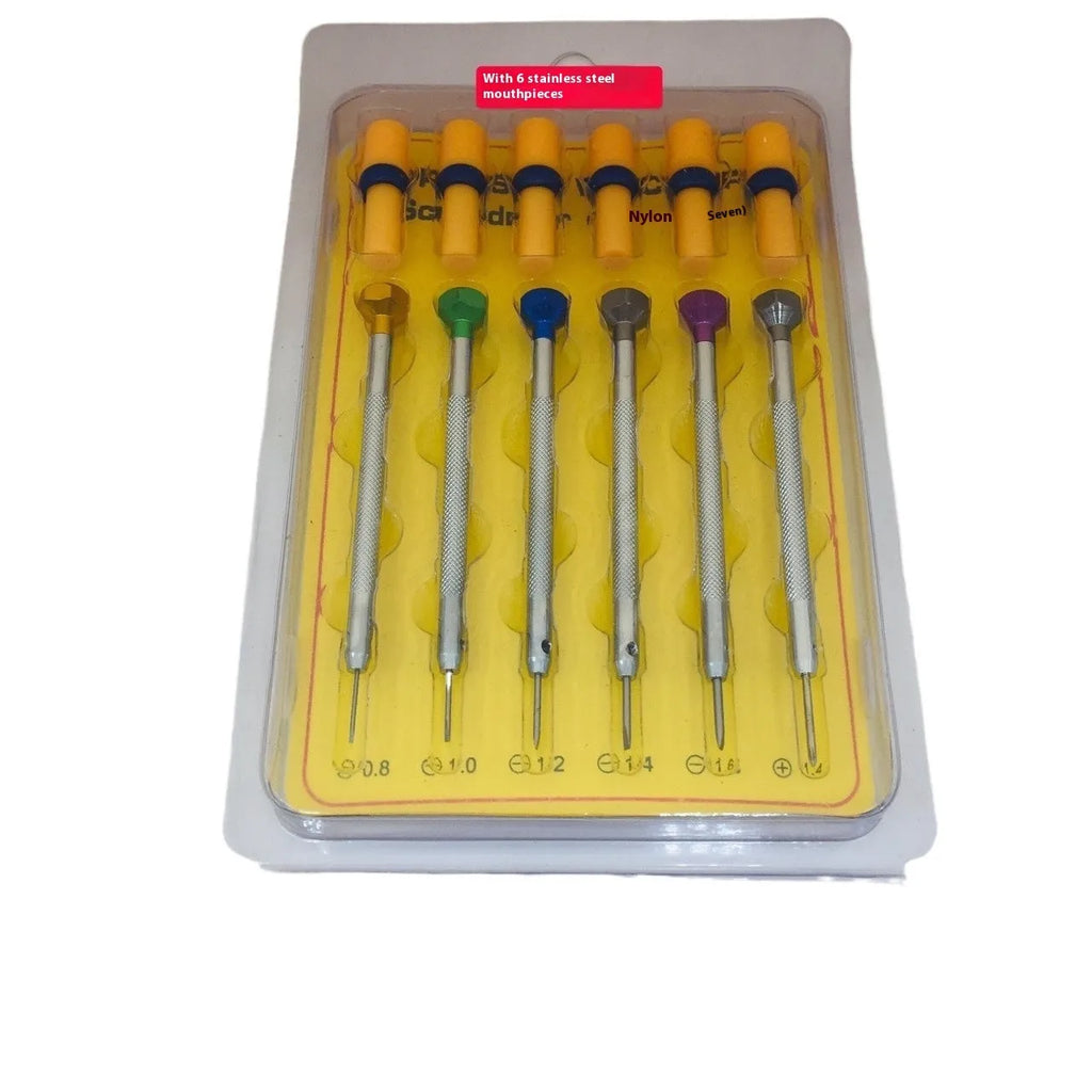 6-piece colour aluminium handle watch repair screwdriver set with magnetic cutter heads for children's watches