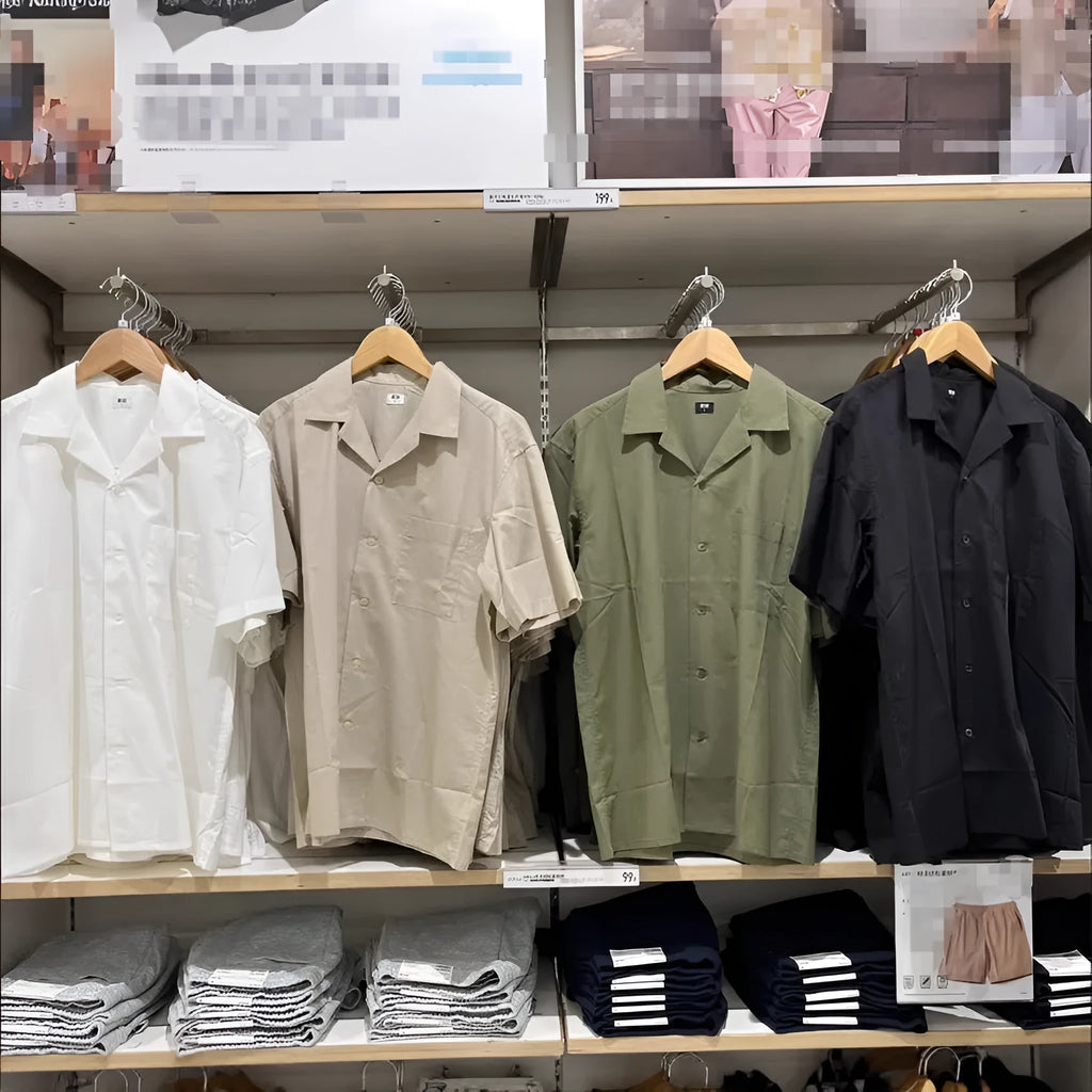 Men's modal cotton blend open collar casual shirt in Japanese Korean style with regular sleeves