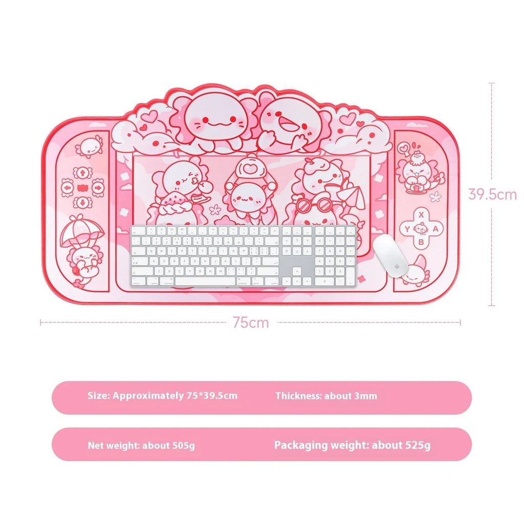 Hexagonal Dragon Crane Machine mouse pad measuring 75x40cm with cartoon anime design and wrist strap